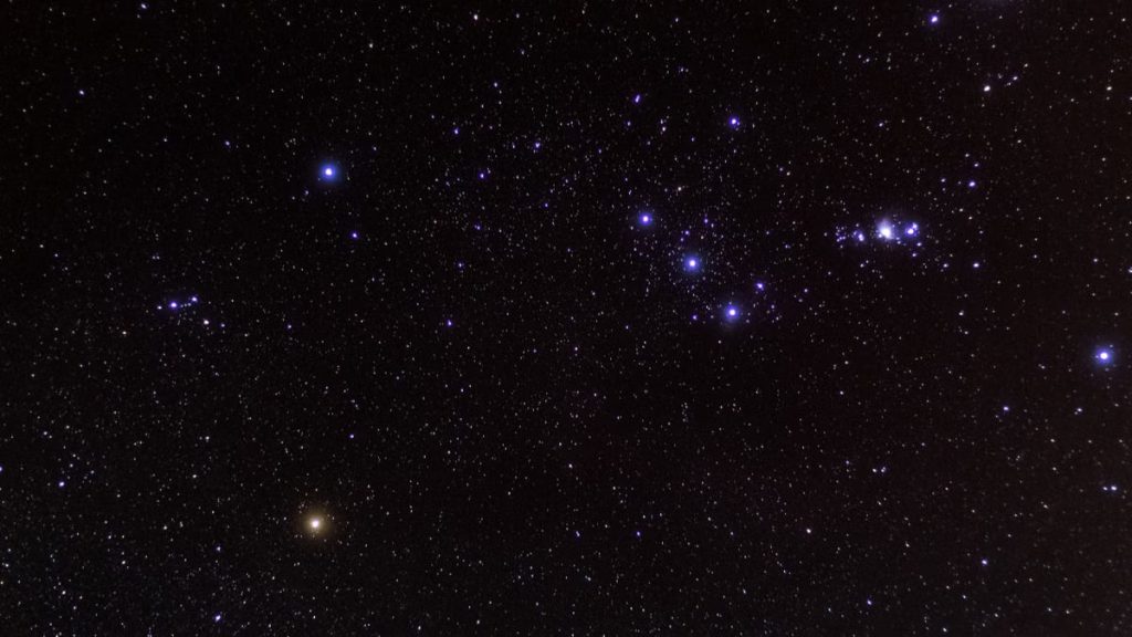 A vibrant view of the starry night sky featuring Orion constellation from São Bernardo, Brazil.